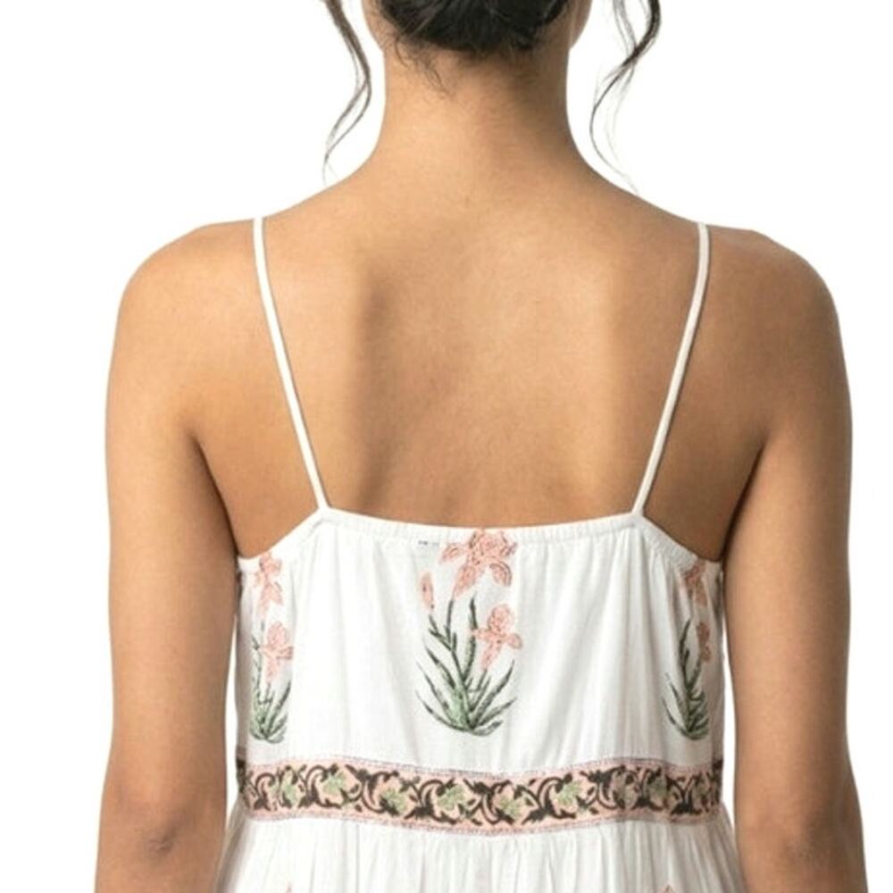 Madison Mathews White Cotton Embroidered Maxi Dress Boho Ruffled Hem L - Picture 10 of 16